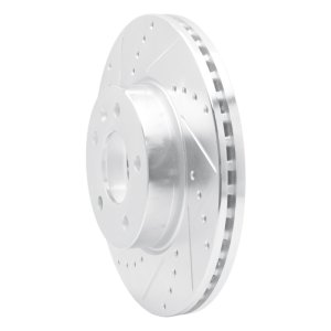 Cadillac ATS Brake Rotor (1) - Front Left - R1 Concepts - Drilled & Slotted - Silver - `13-`25